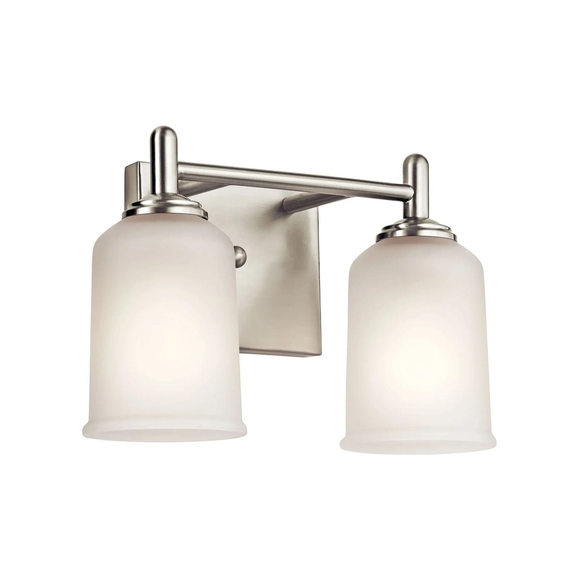 Shailene 13" 2-Light Bath Vanity Light, Brushed Nickel Finish, Etched Glass