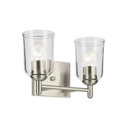 Shailene 13" 2-Light Bath Vanity Light, Brushed Nickel Finish, Clear Glass