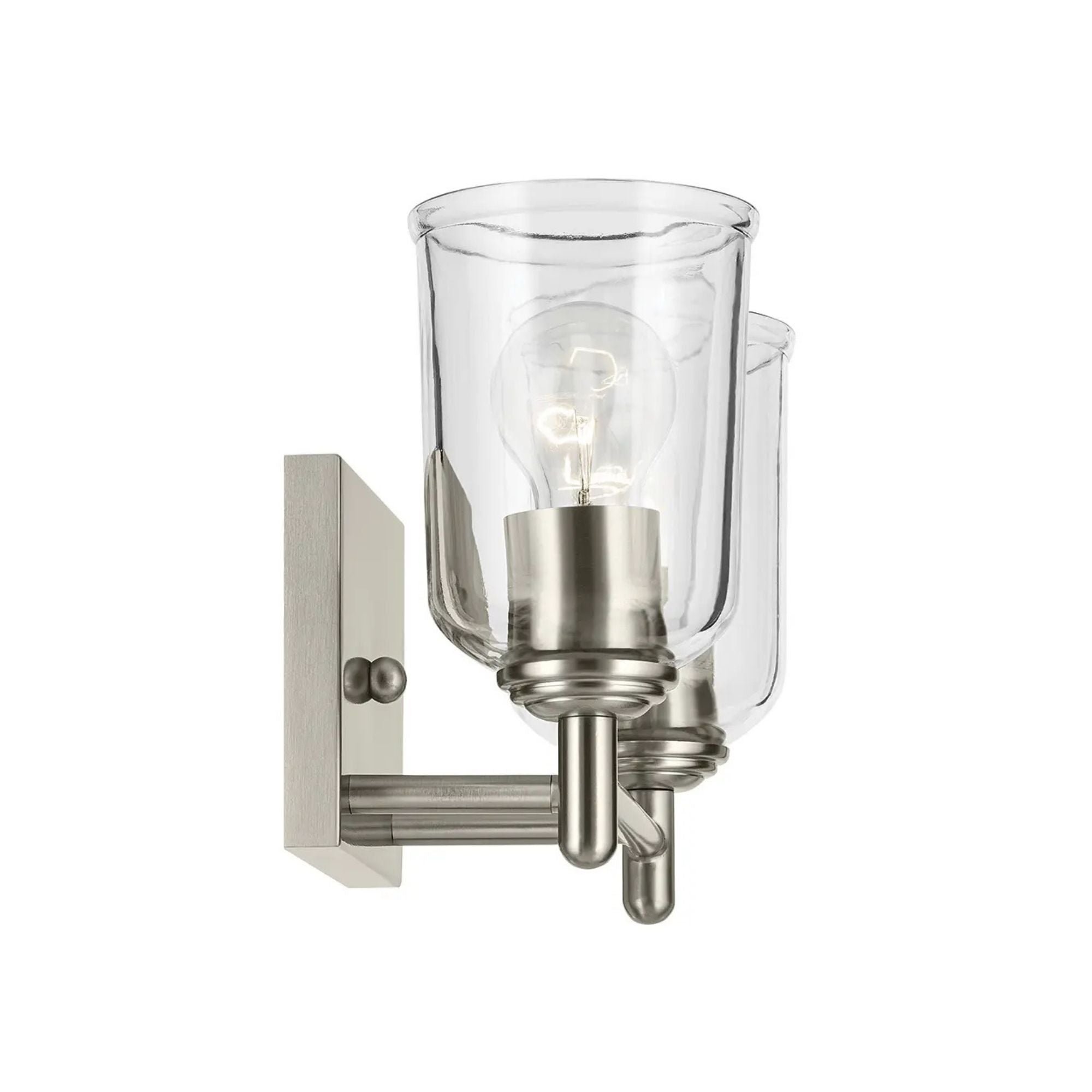 Shailene 13" 2-Light Bath Vanity Light, Brushed Nickel Finish, Clear Glass