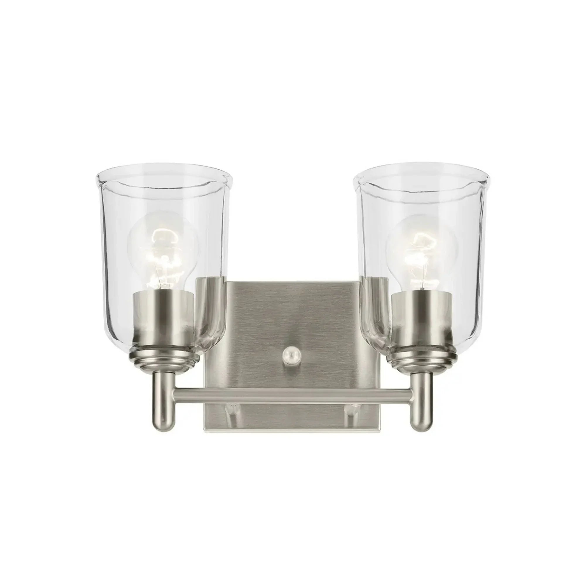 Shailene 13" 2-Light Bath Vanity Light, Brushed Nickel Finish, Clear Glass