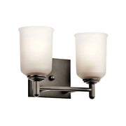 Shailene 13" 2-Light Bath Vanity Light, Olde Bronze Finish, Etched Glass