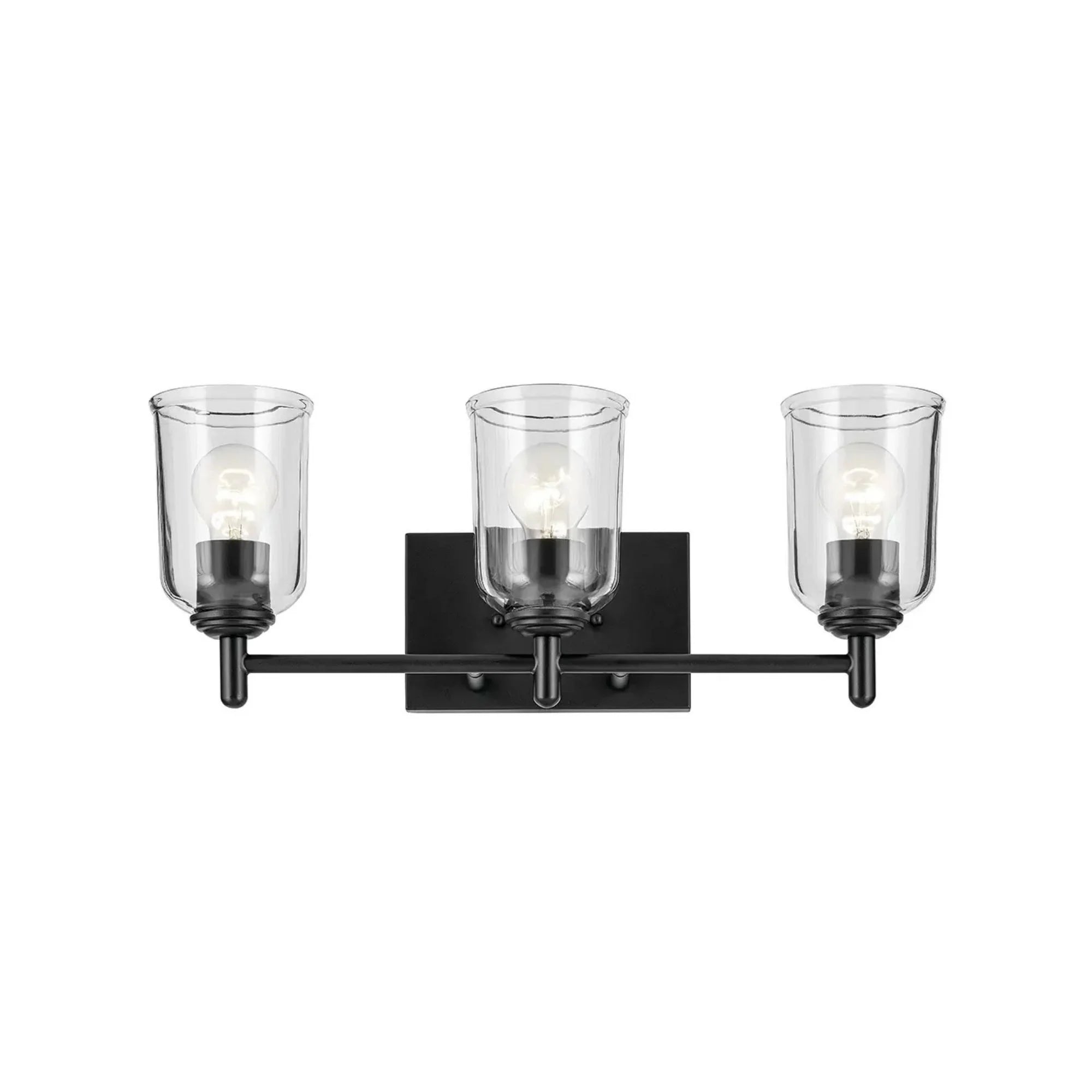 Shailene 21" 3-Light Bath Vanity Light, Black Finish, Clear Glass
