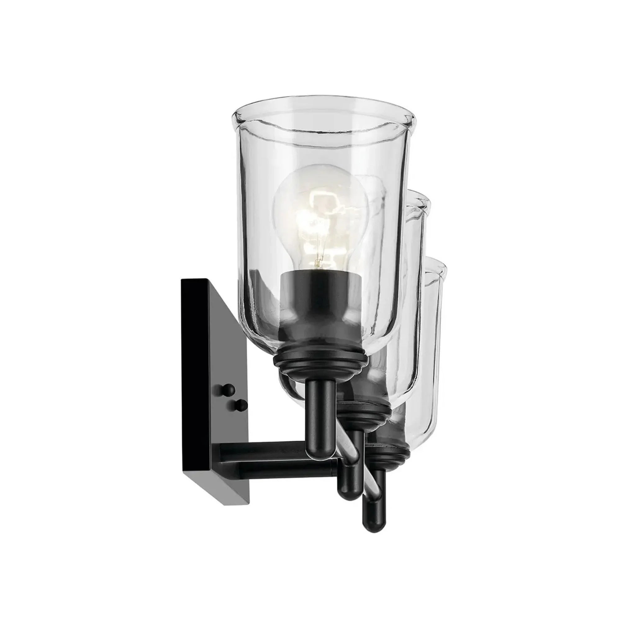 Shailene 21" 3-Light Bath Vanity Light, Black Finish, Clear Glass