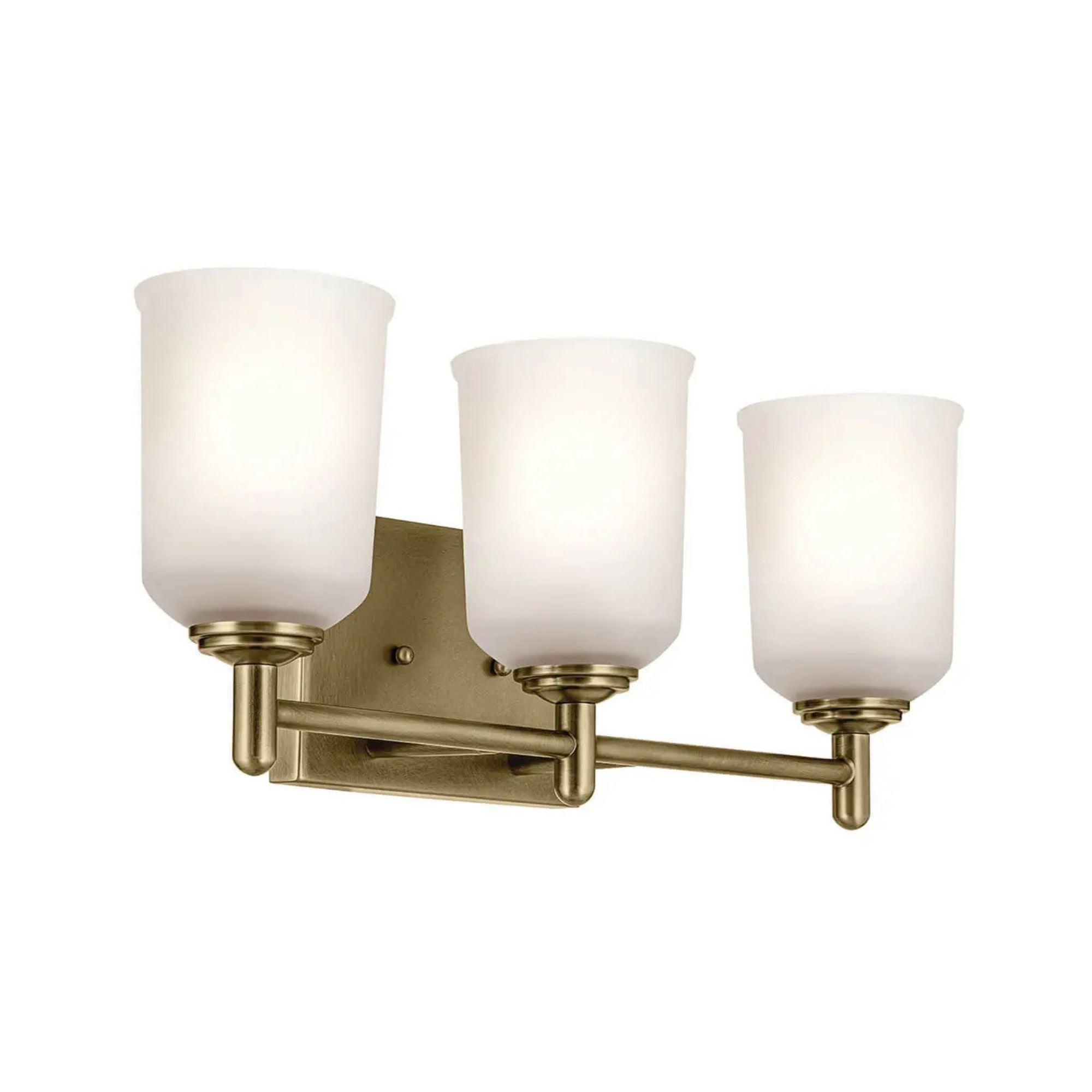Shailene 21" 3-Light Bath Vanity Light, Natural Brass Finish, Etched Glass