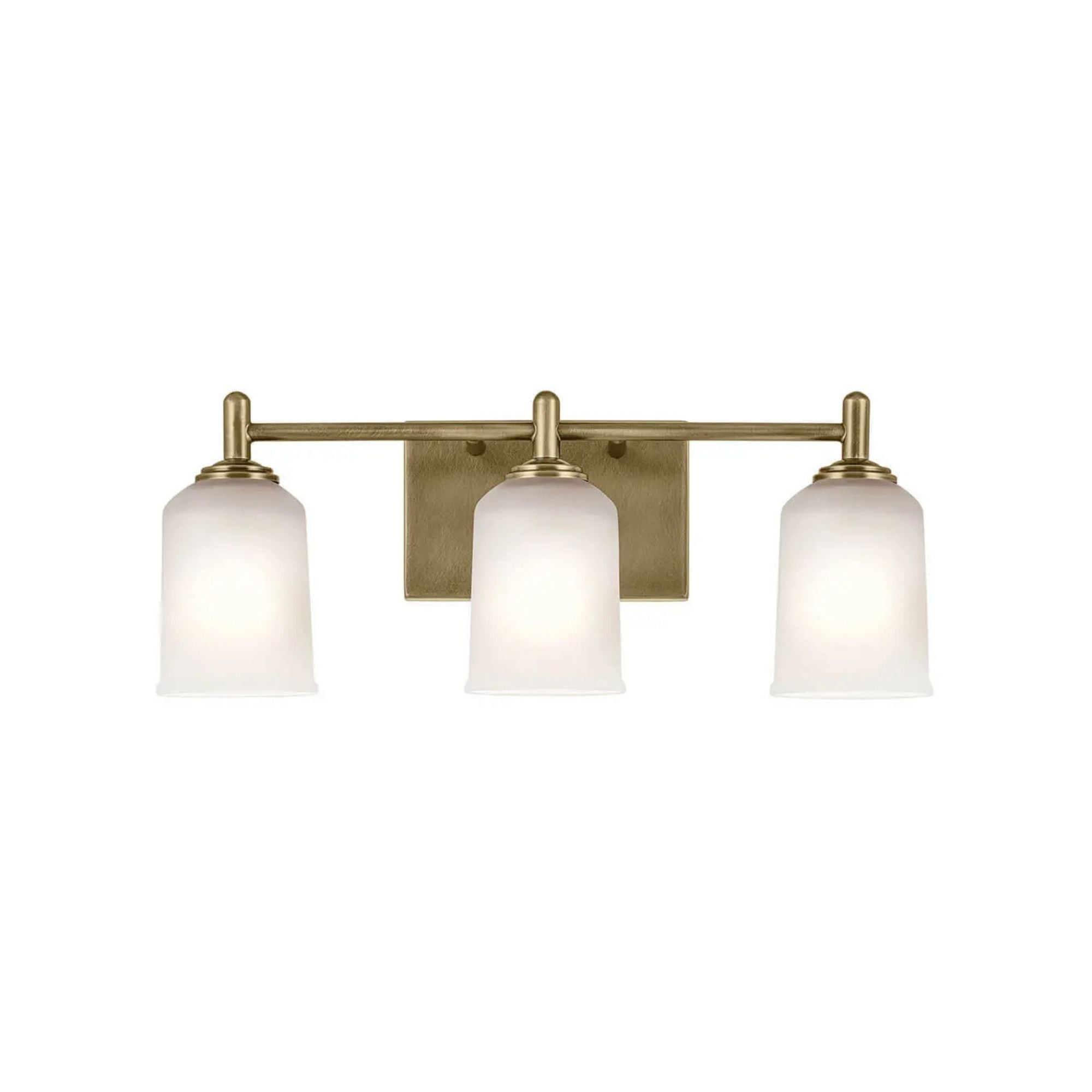 Shailene 21" 3-Light Bath Vanity Light, Natural Brass Finish, Etched Glass