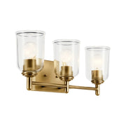 Shailene 21" 3-Light Bath Vanity Light, Natural Brass Finish, Clear Glass