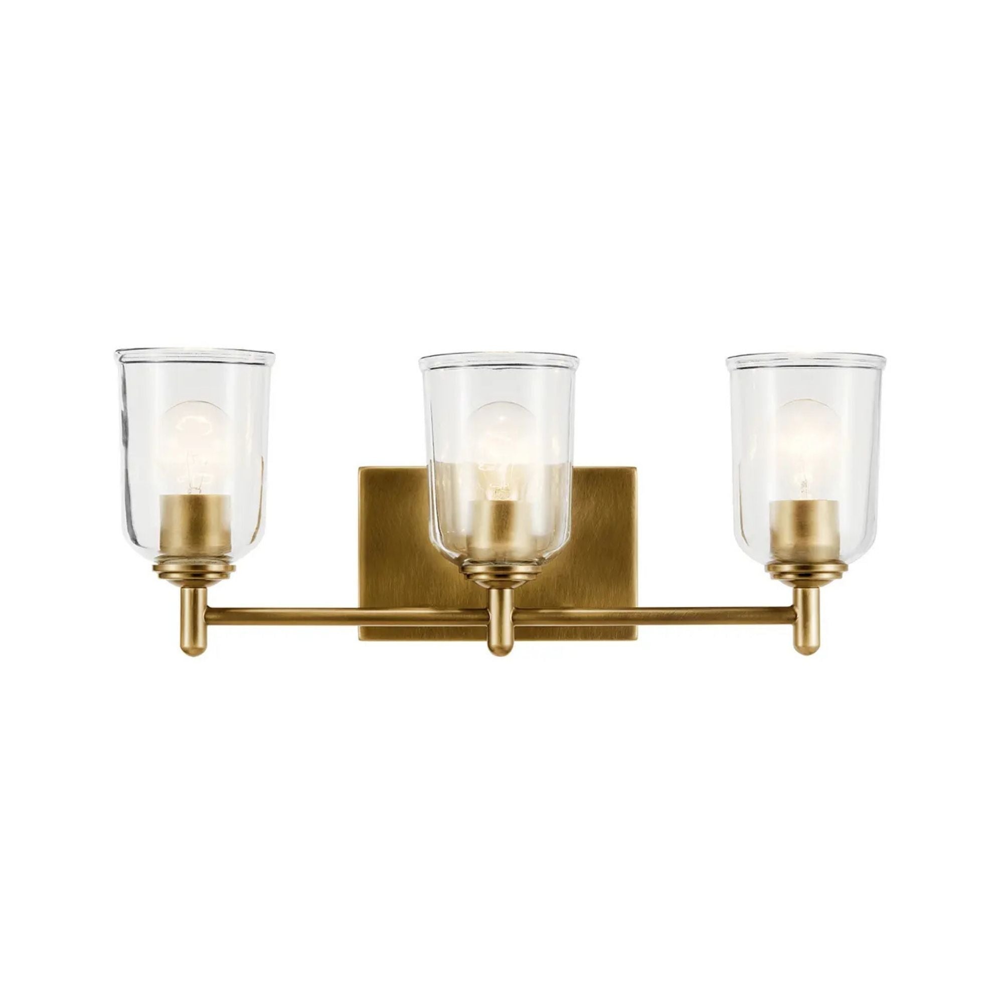 Shailene 21" 3-Light Bath Vanity Light, Natural Brass Finish, Clear Glass