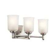 Shailene 21" 3-Light Bath Vanity Light, Brushed Nickel Finish, Etched Glass
