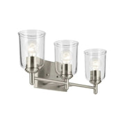 Shailene 21" 3-Light Bath Vanity Light, Brushed Nickel Finish, Clear Glass