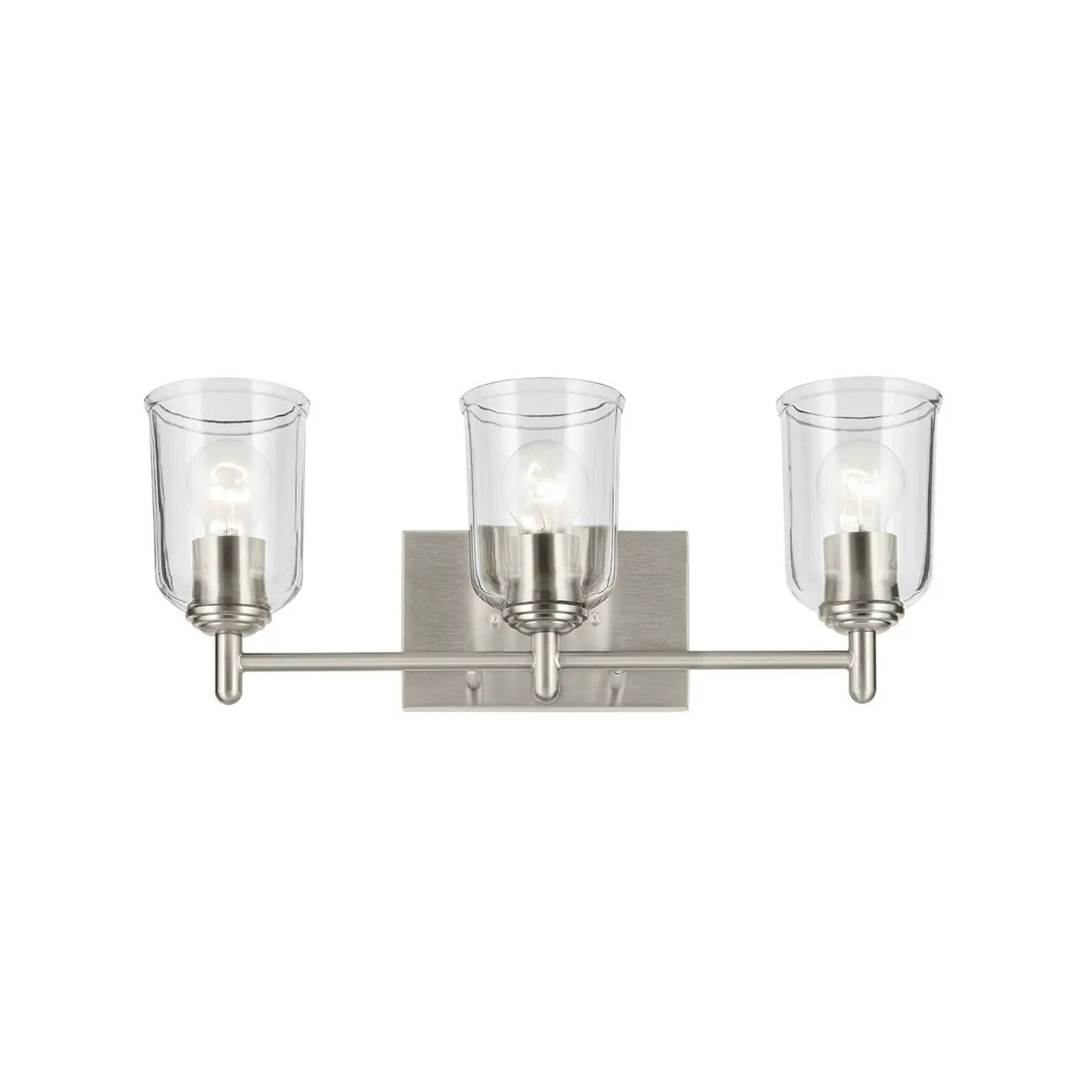 Shailene 21" 3-Light Bath Vanity Light, Brushed Nickel Finish, Clear Glass