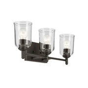 Shailene 21" 3-Light Bath Vanity Light, Olde Bronze Finish, Clear Glass