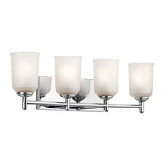 Shailene 30" 4-Light Bath Vanity Light, Chrome Finish, Etched Glass
