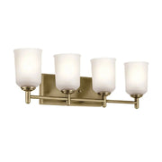 Shailene 30" 4-Light Bath Vanity Light, Natural Brass Finish, Etched Glass