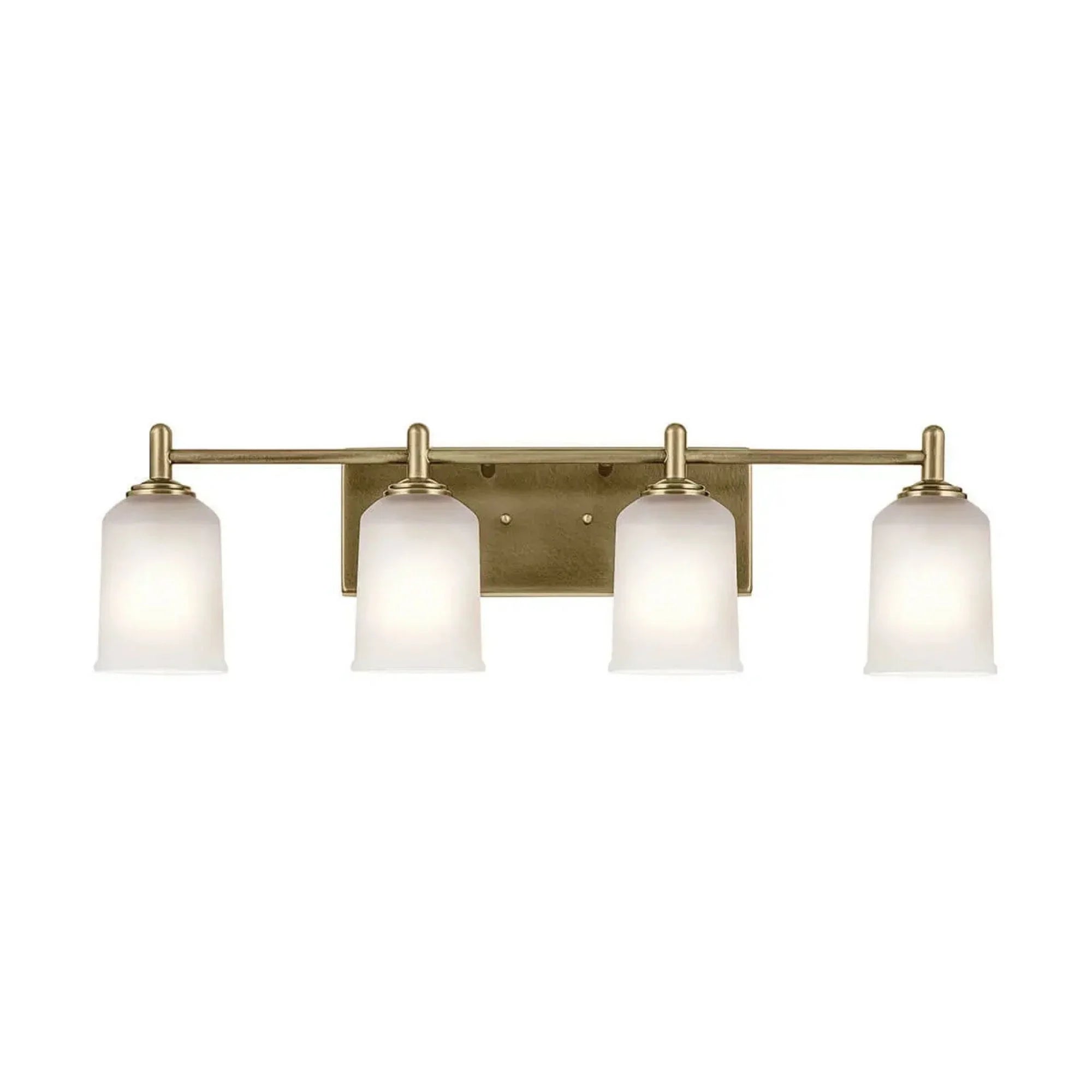 Shailene 30" 4-Light Bath Vanity Light, Natural Brass Finish, Etched Glass
