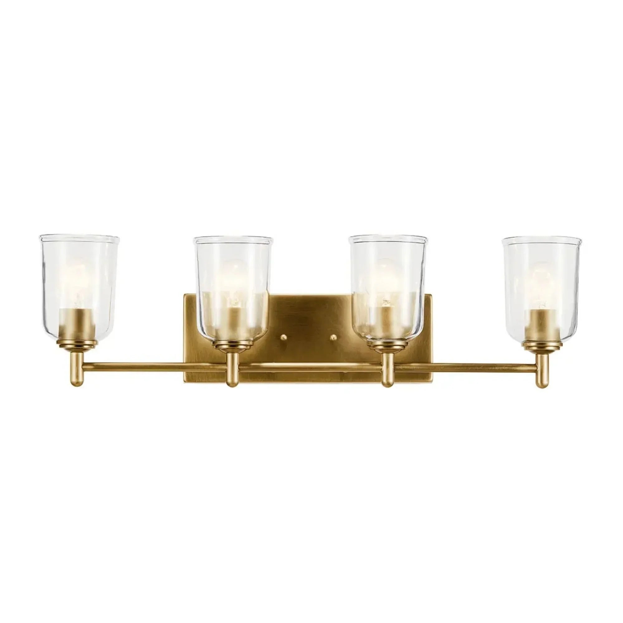 Shailene 30" 4-Light Bath Vanity Light, Natural Brass Finish, Clear Glass