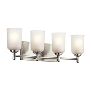 Shailene 30" 4-Light Bath Vanity Light, Brushed Nickel Finish, Etched Glass