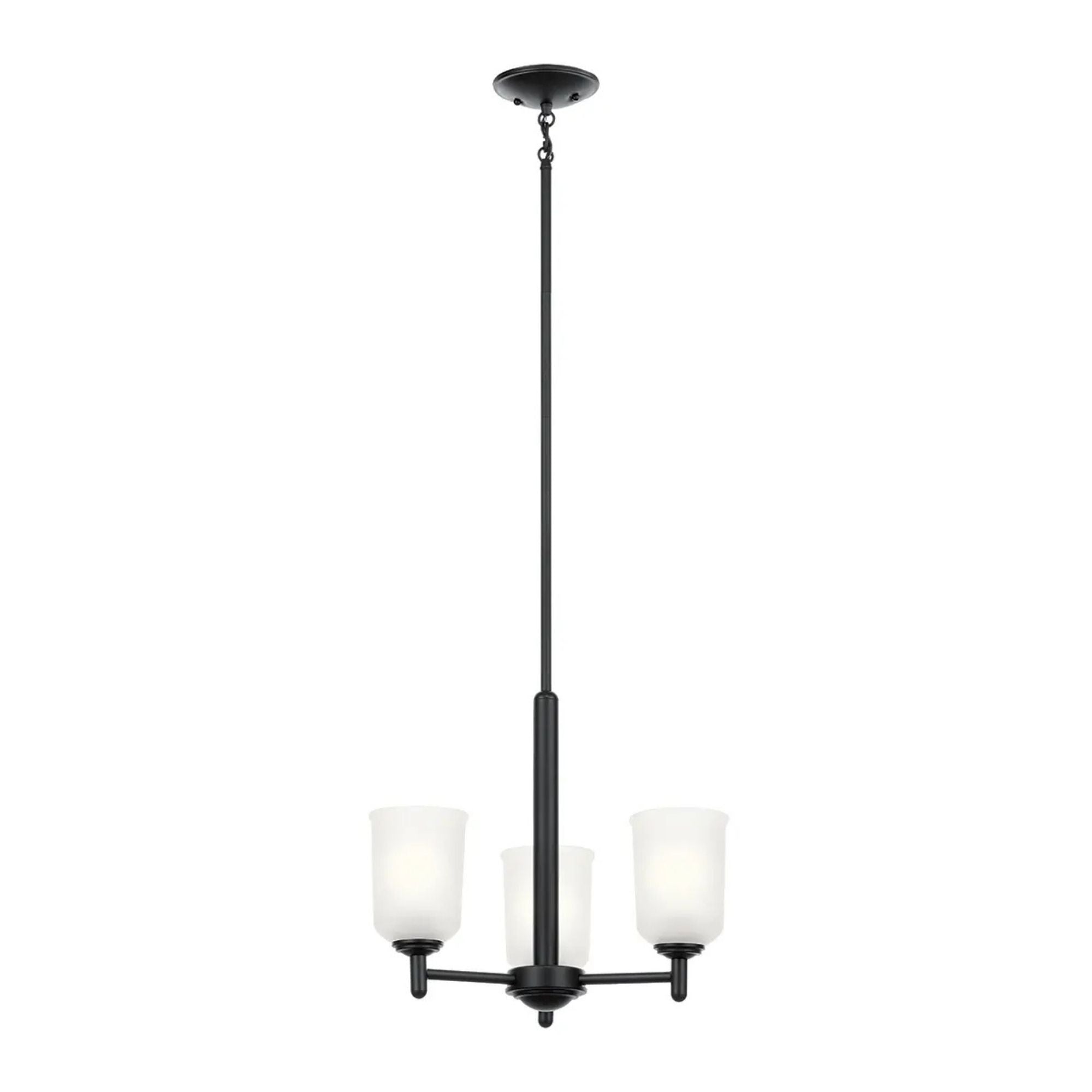 Shailene 18" 3-Light Mini Chandelier, Black Finish, Etched Glass