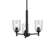Shailene 18" 3-Light Mini Chandelier, Black Finish, Clear Glass