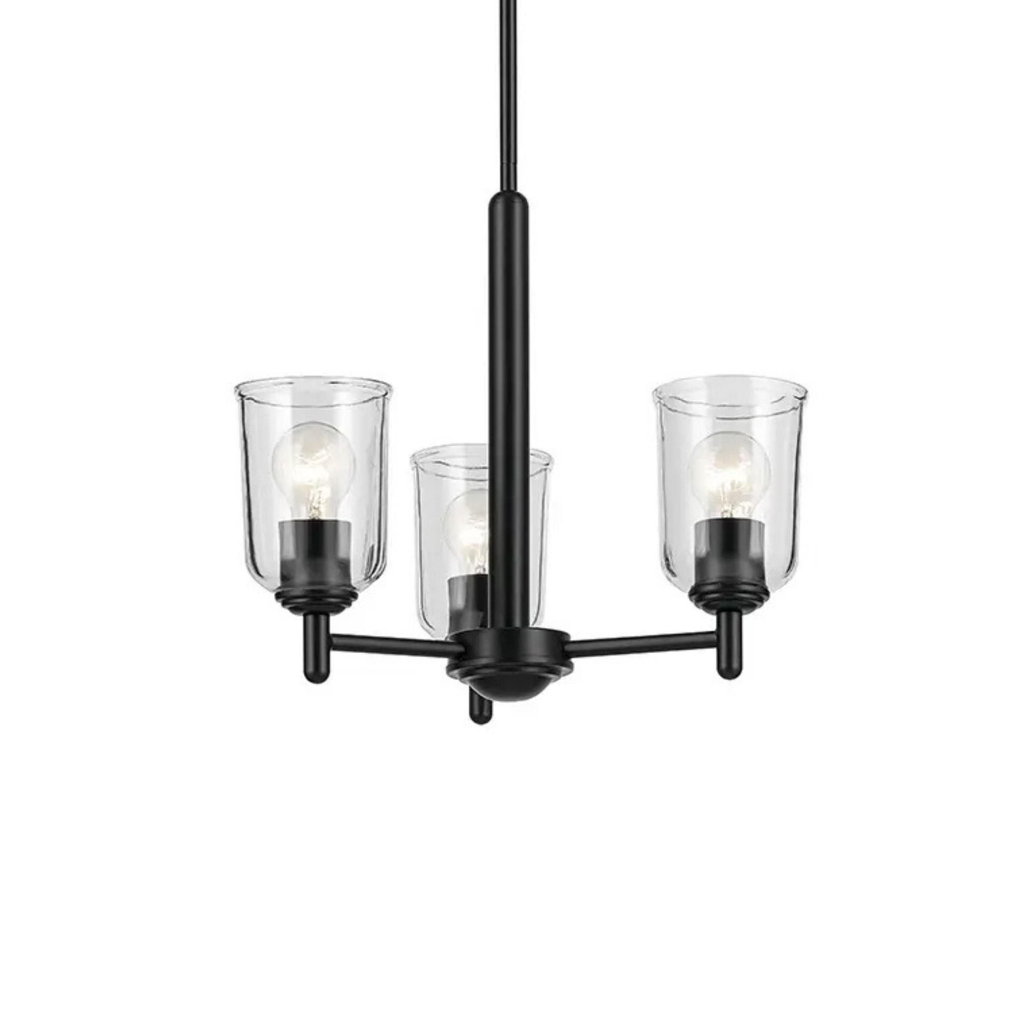 Shailene 18" 3-Light Mini Chandelier, Black Finish, Clear Glass
