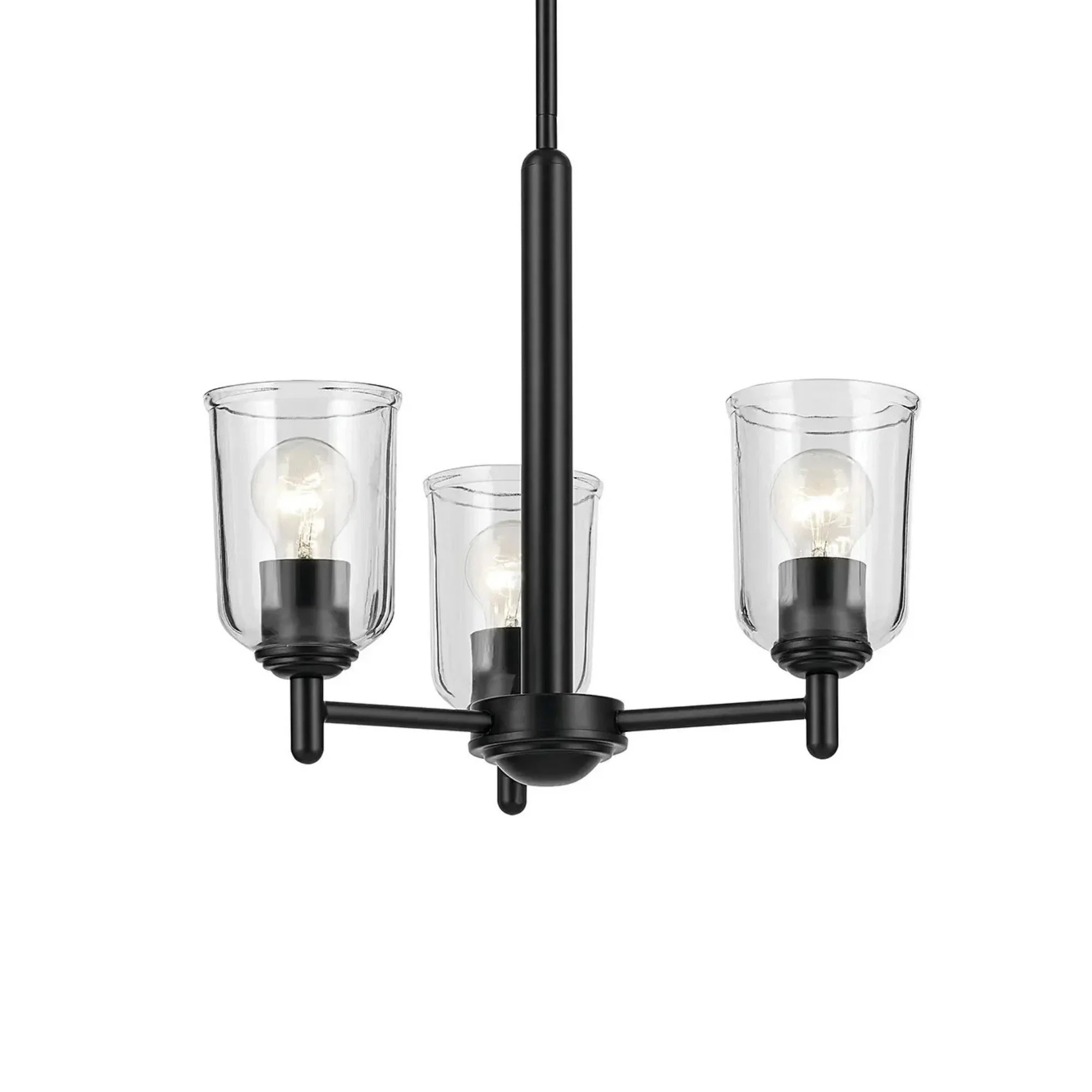 Shailene 18" 3-Light Mini Chandelier, Black Finish, Clear Glass