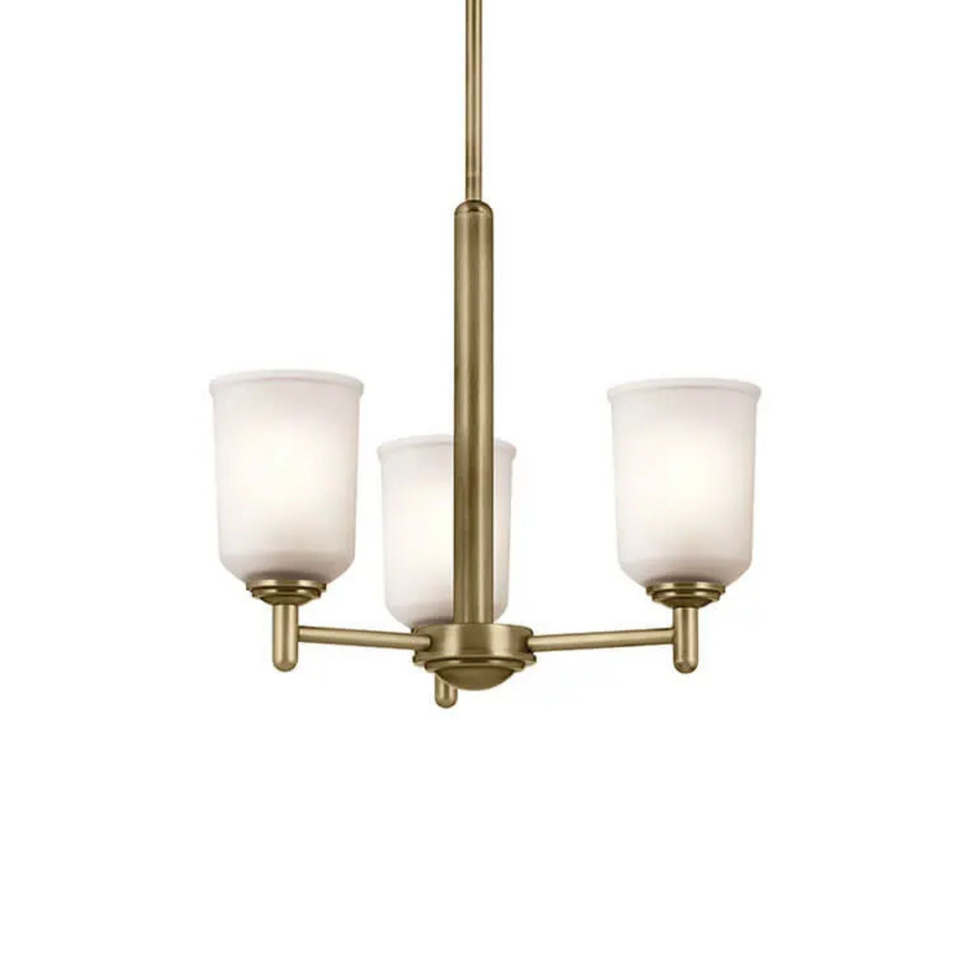 Shailene 18" 3-Light Mini Chandelier, Natural Brass Finish, Etched Glass