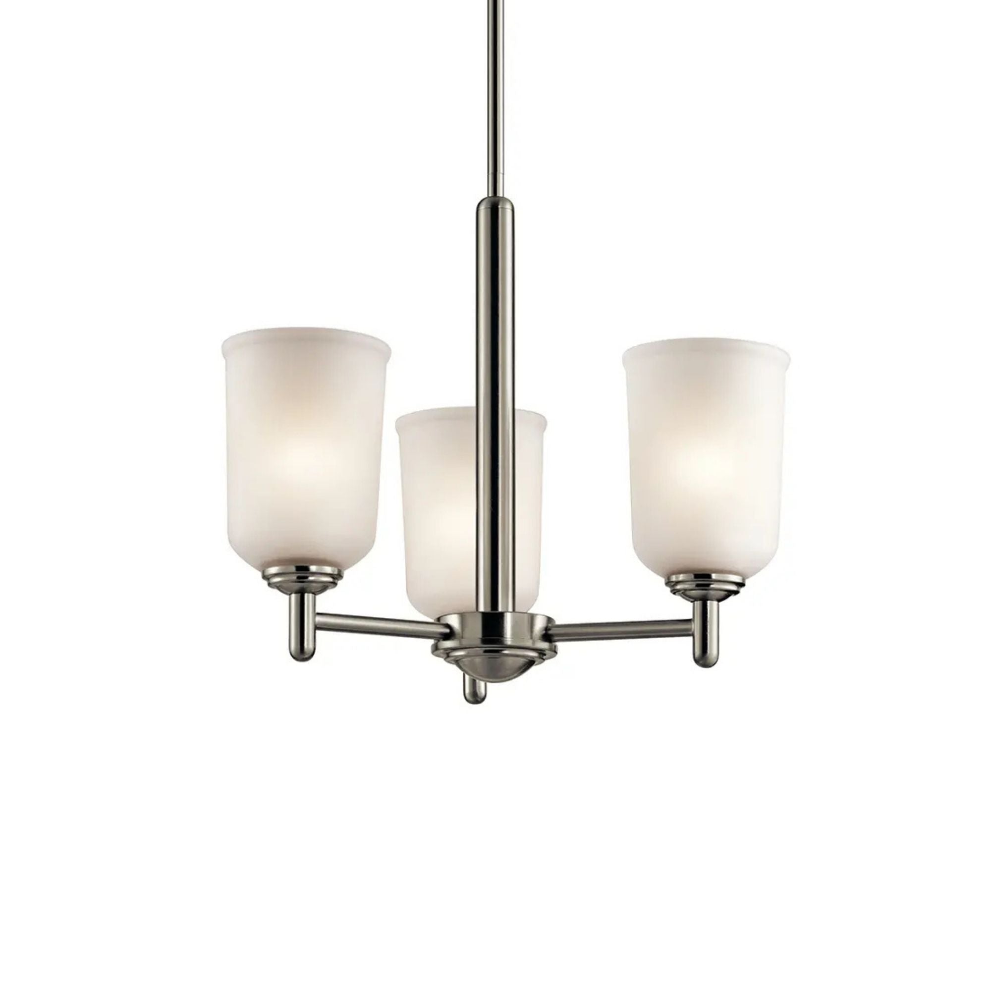 Shailene 18" 3-Light Mini Chandelier, Brushed Nickel Finish, Etched Glass