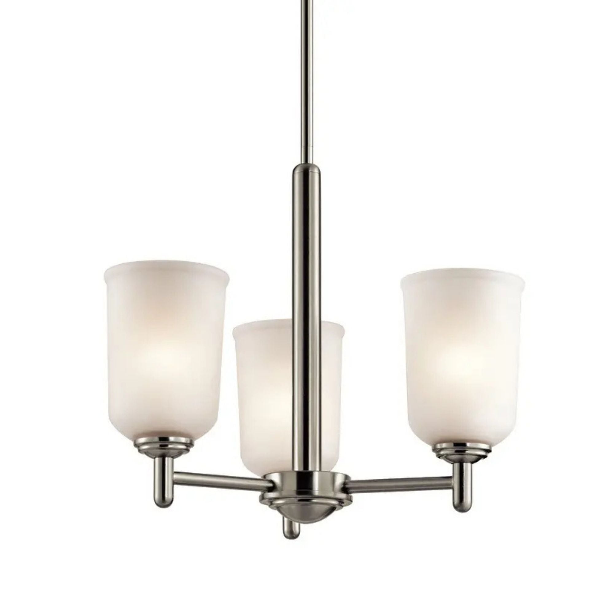 Shailene 18" 3-Light Mini Chandelier, Brushed Nickel Finish, Etched Glass