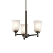 Shailene 18" 3-Light Mini Chandelier, Olde Bronze Finish, Etched Glass