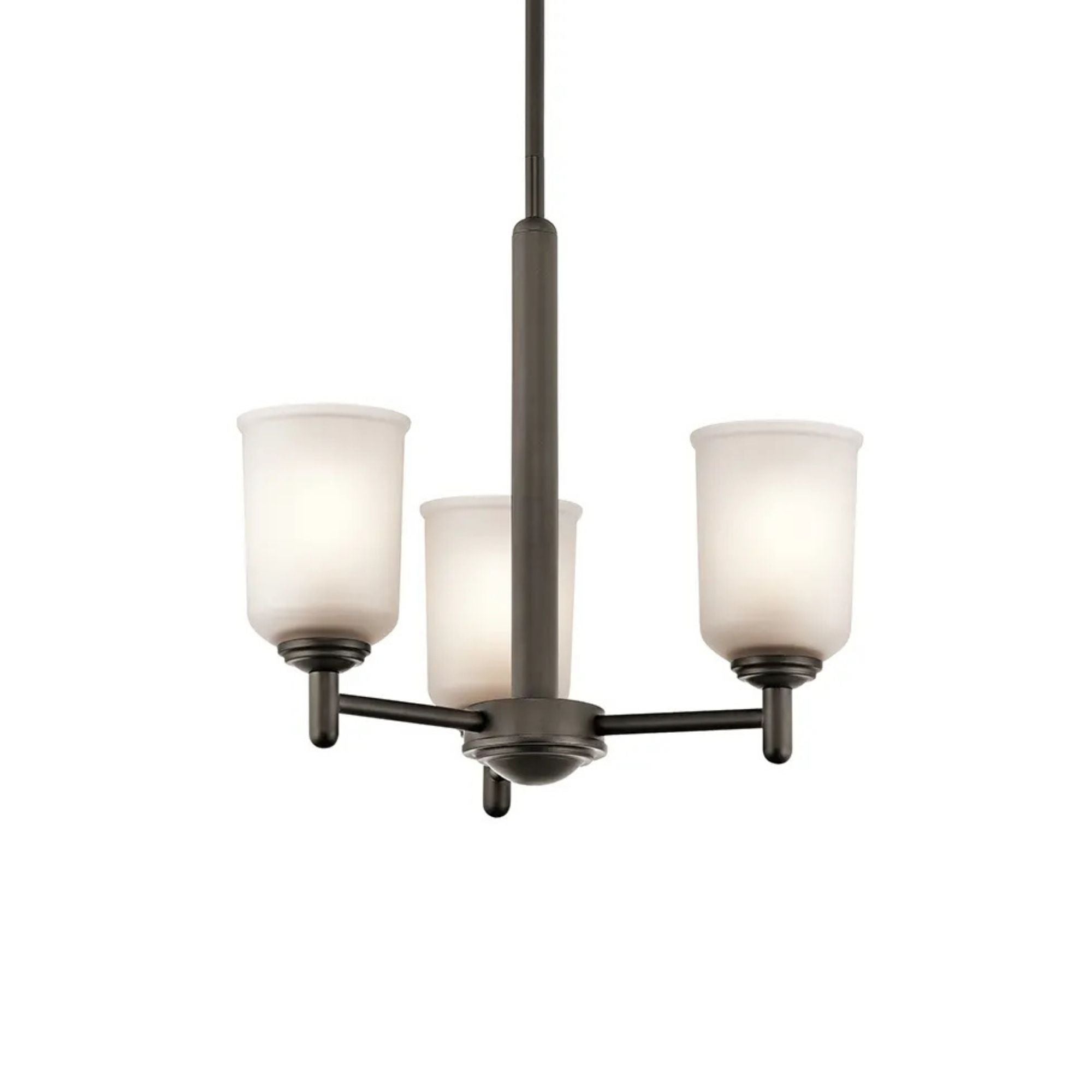 Shailene 18" 3-Light Mini Chandelier, Olde Bronze Finish, Etched Glass