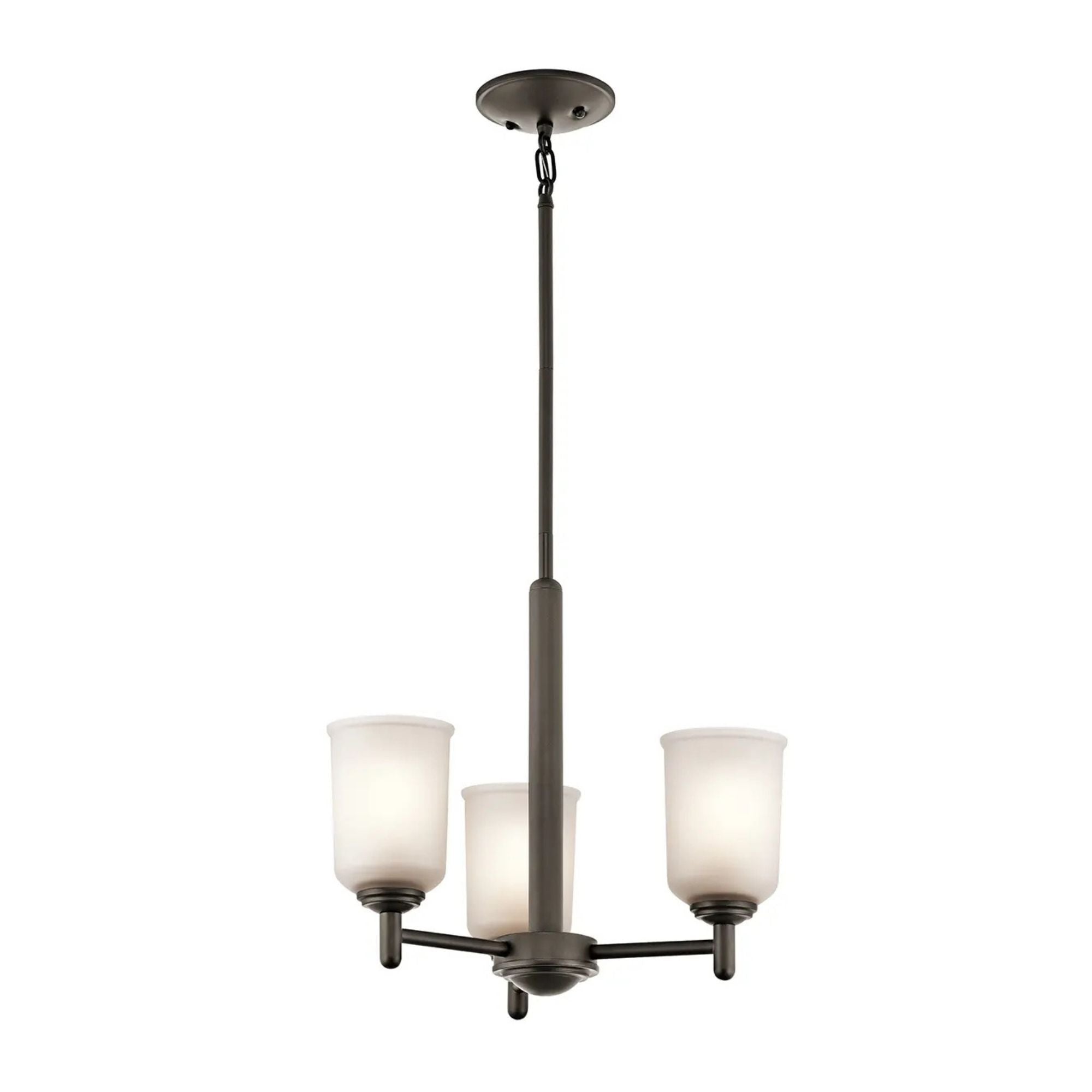 Shailene 18" 3-Light Mini Chandelier, Olde Bronze Finish, Etched Glass