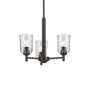 Shailene 18" 3-Light Mini Chandelier, Olde Bronze Finish, Clear Glass