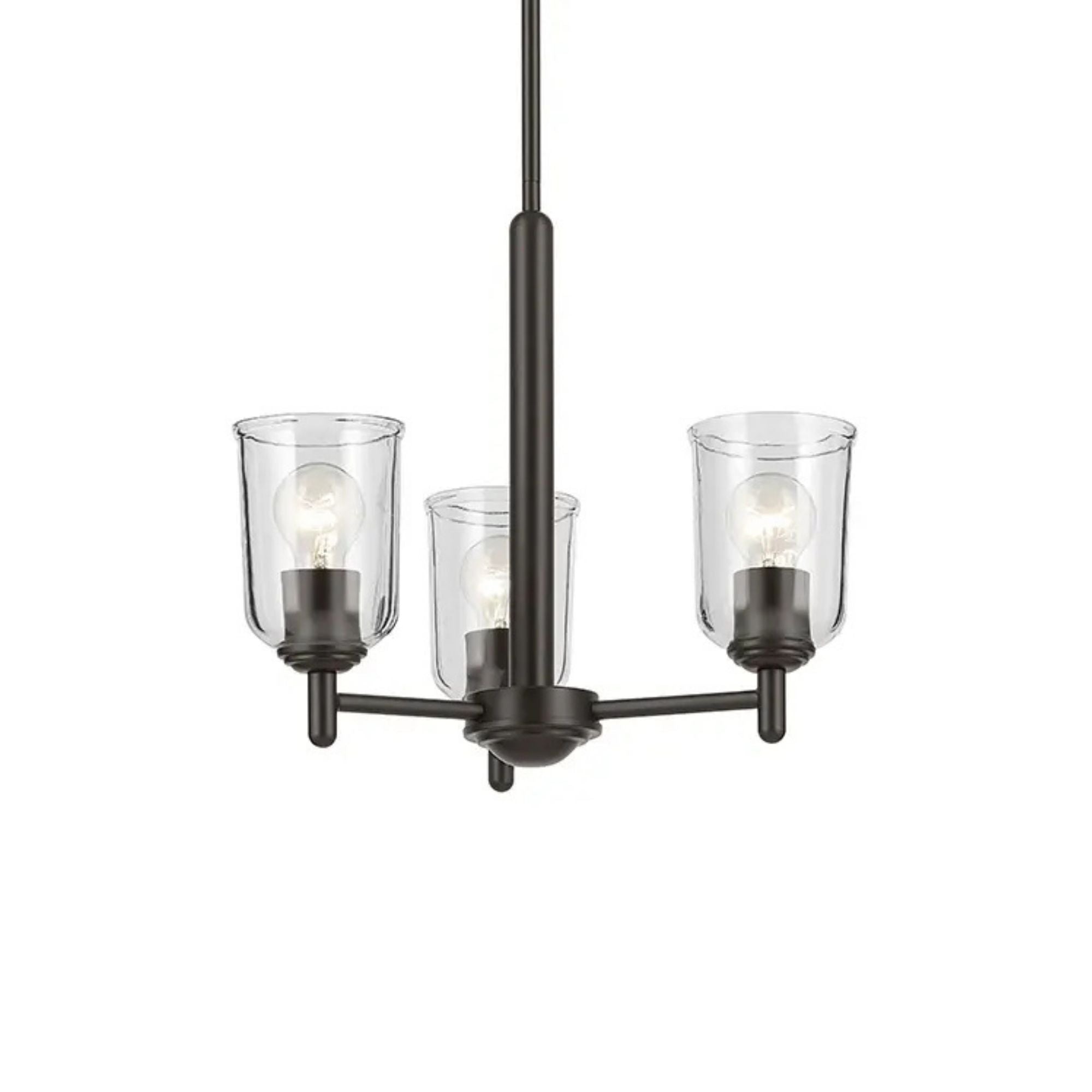 Shailene 18" 3-Light Mini Chandelier, Olde Bronze Finish, Clear Glass
