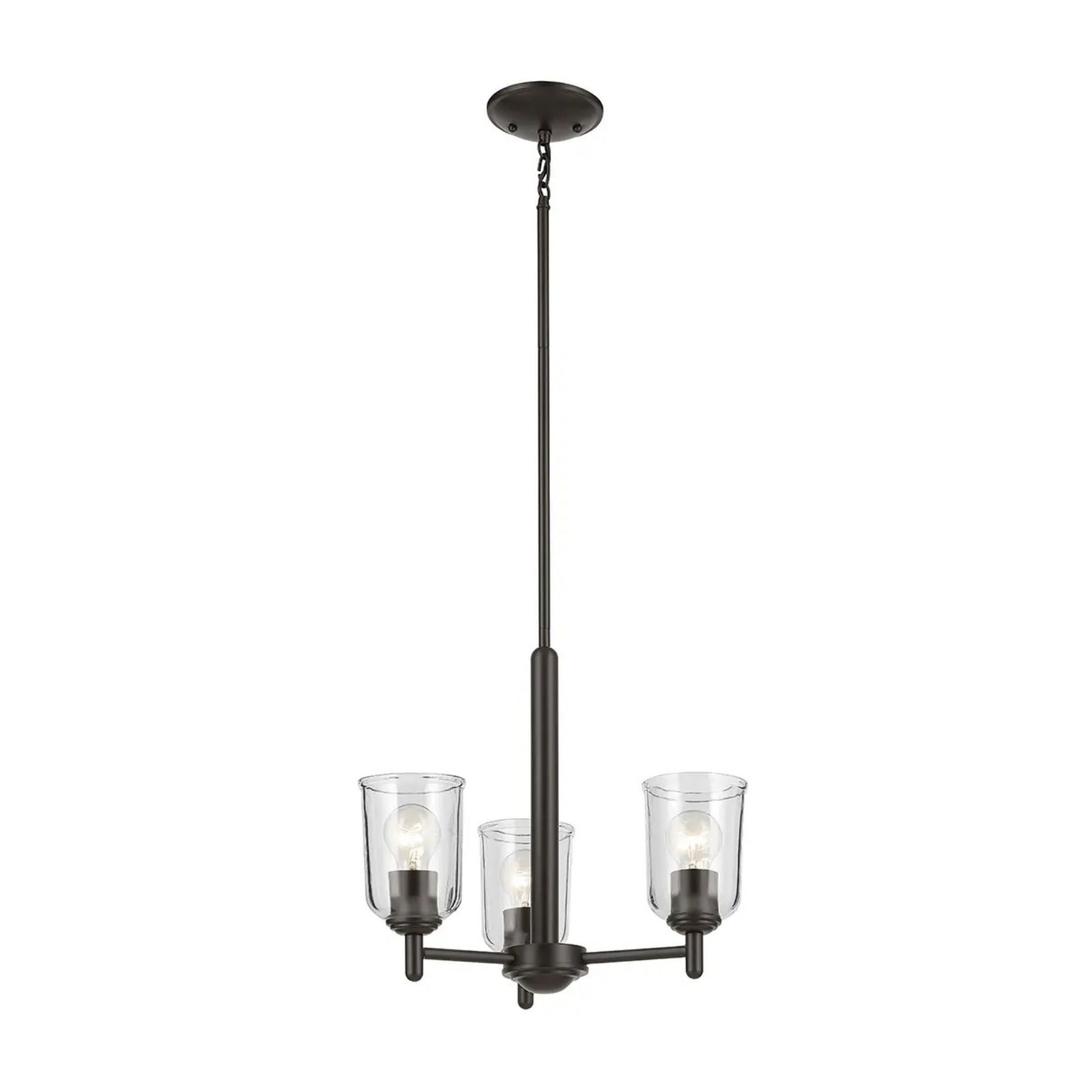 Shailene 18" 3-Light Mini Chandelier, Olde Bronze Finish, Clear Glass