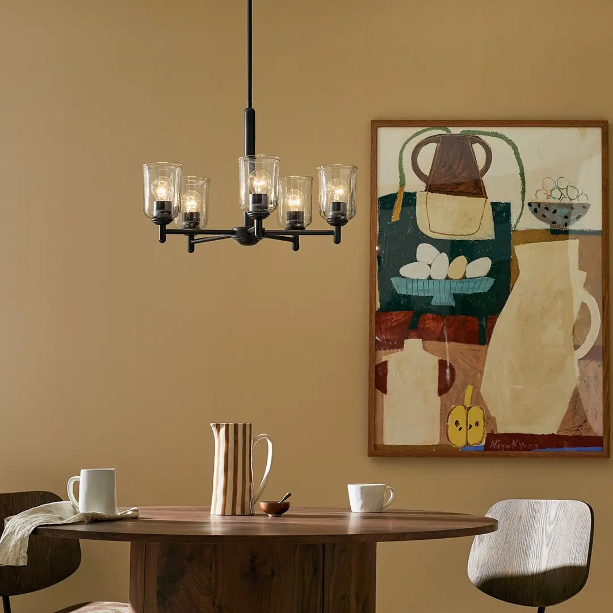 Shailene 24" 5-Light Chandelier, Black Finish, Clear Glass