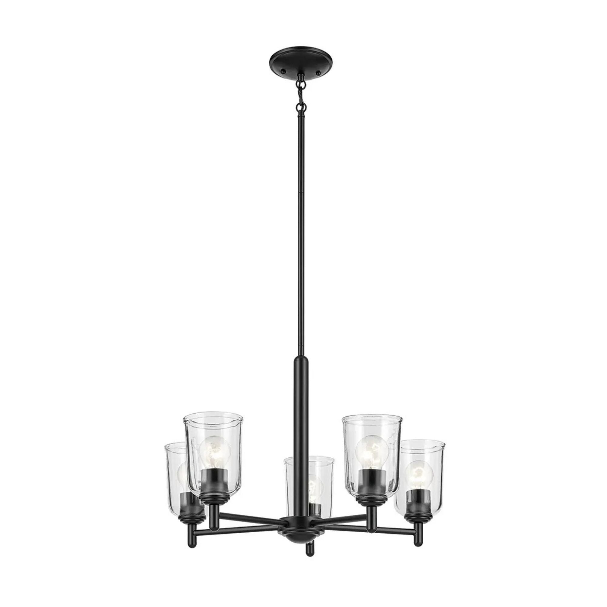 Shailene 24" 5-Light Chandelier, Black Finish, Clear Glass