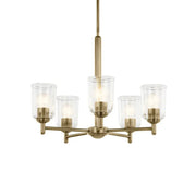 Shailene 24" 5-Light Chandelier, Natural Brass Finish, Clear Glass