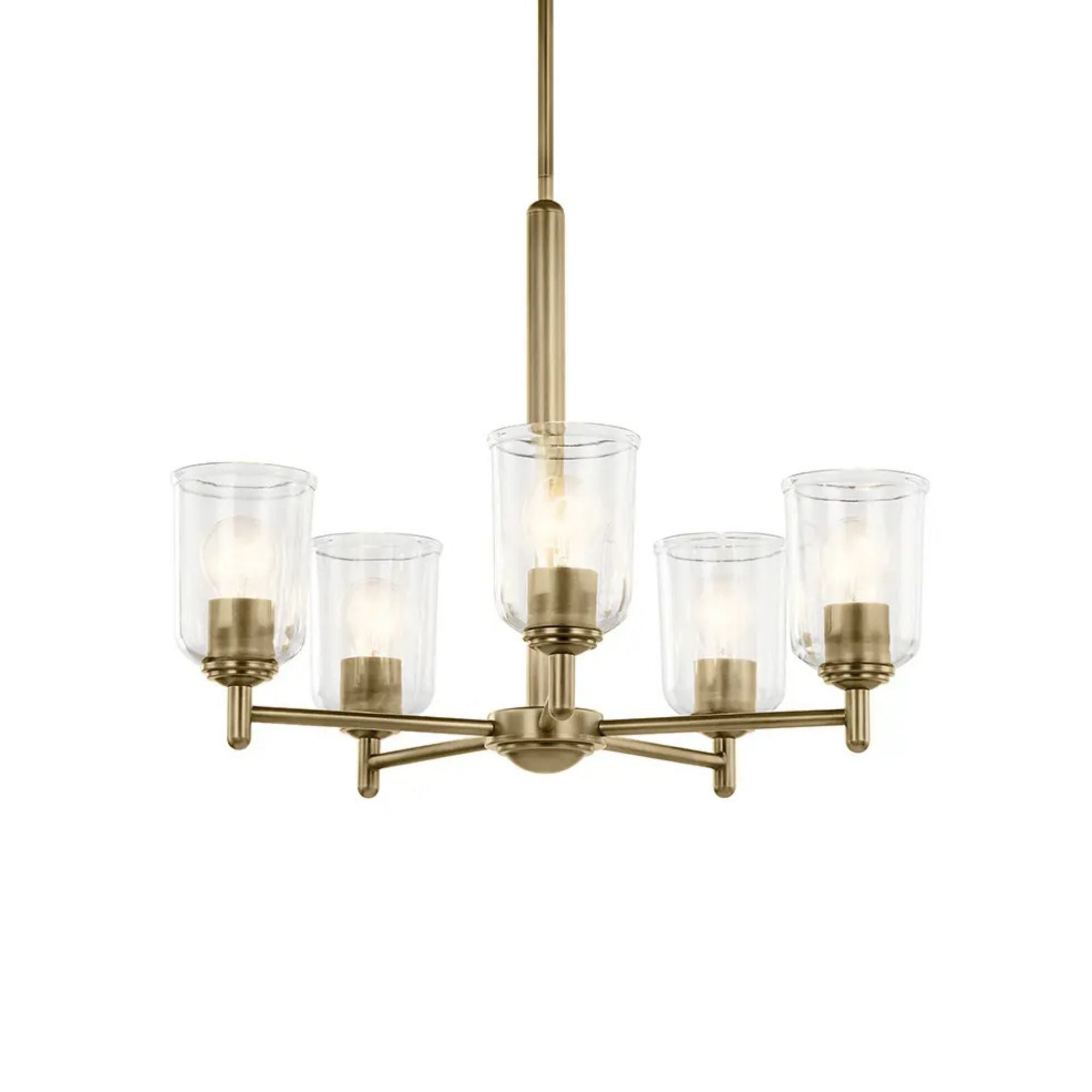 Shailene 24" 5-Light Chandelier, Natural Brass Finish, Clear Glass