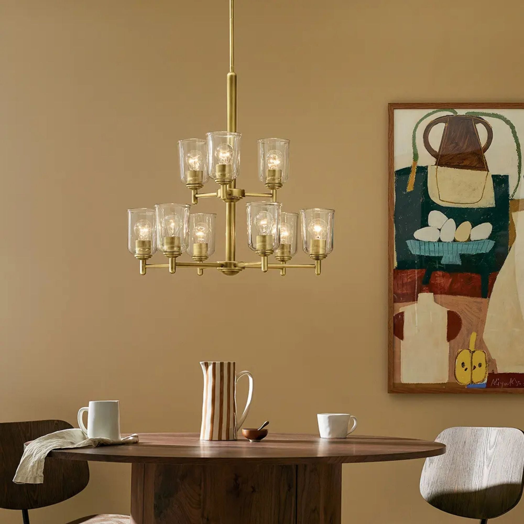 Shailene 24" 5-Light Chandelier, Natural Brass Finish, Clear Glass