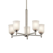 Shailene 24" 5-Light Chandelier, Brushed Nickel Finish, Etched Glass
