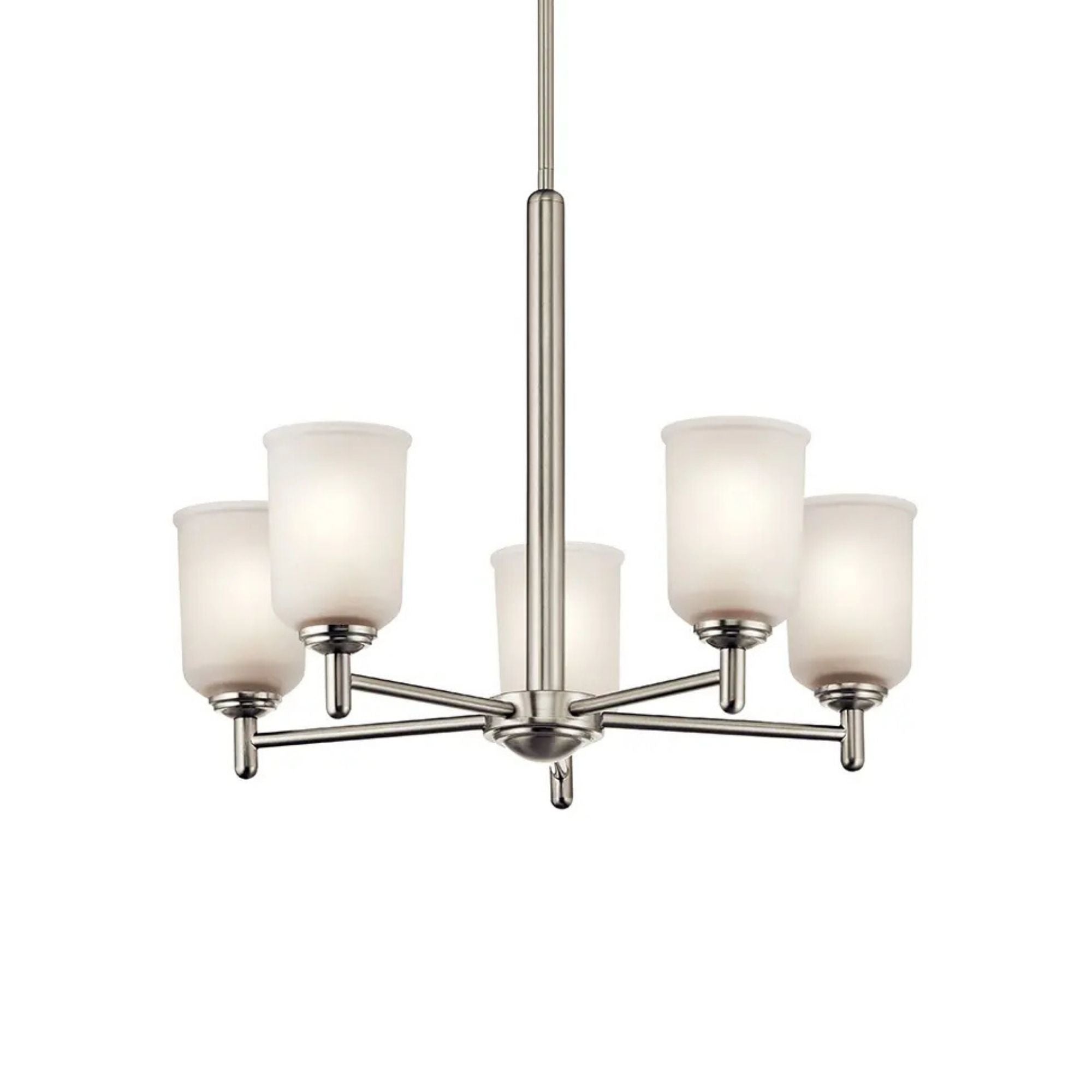 Shailene 24" 5-Light Chandelier, Brushed Nickel Finish, Etched Glass