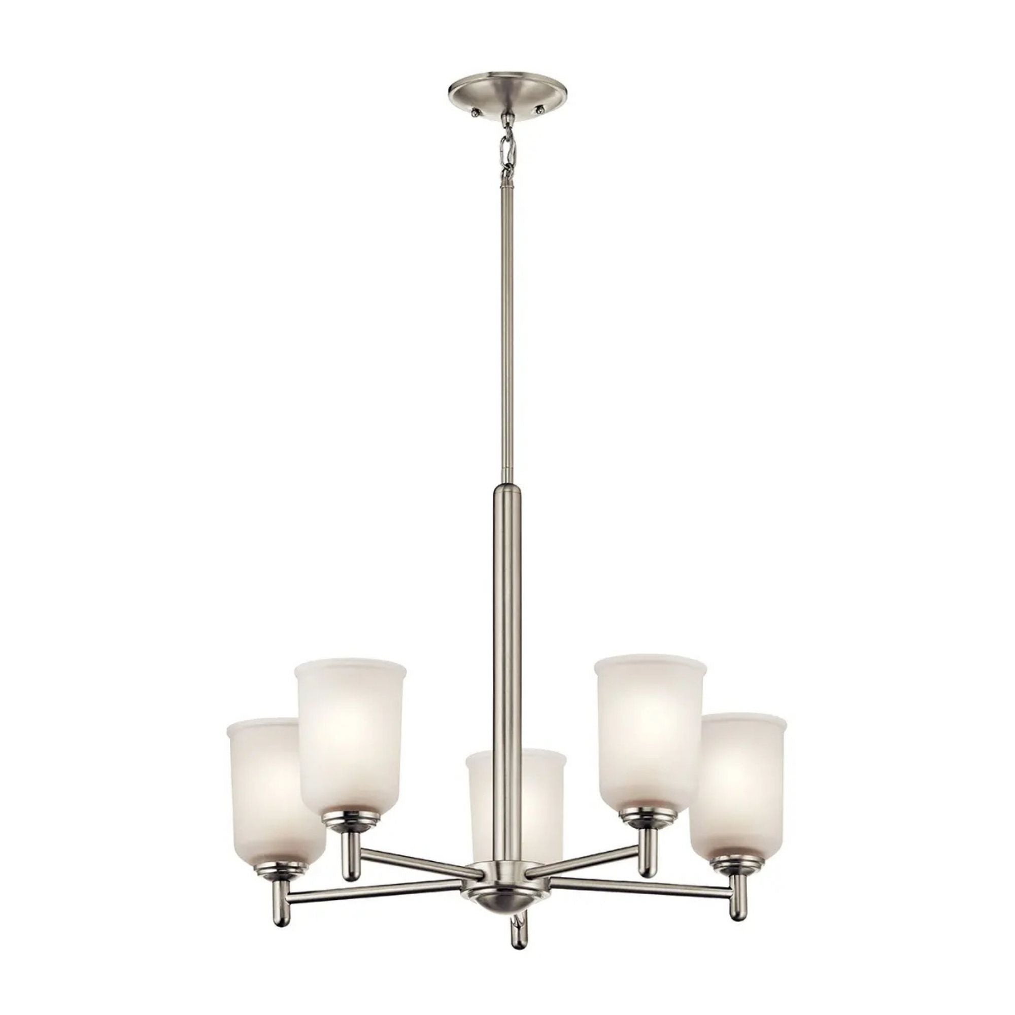 Shailene 24" 5-Light Chandelier, Brushed Nickel Finish, Etched Glass
