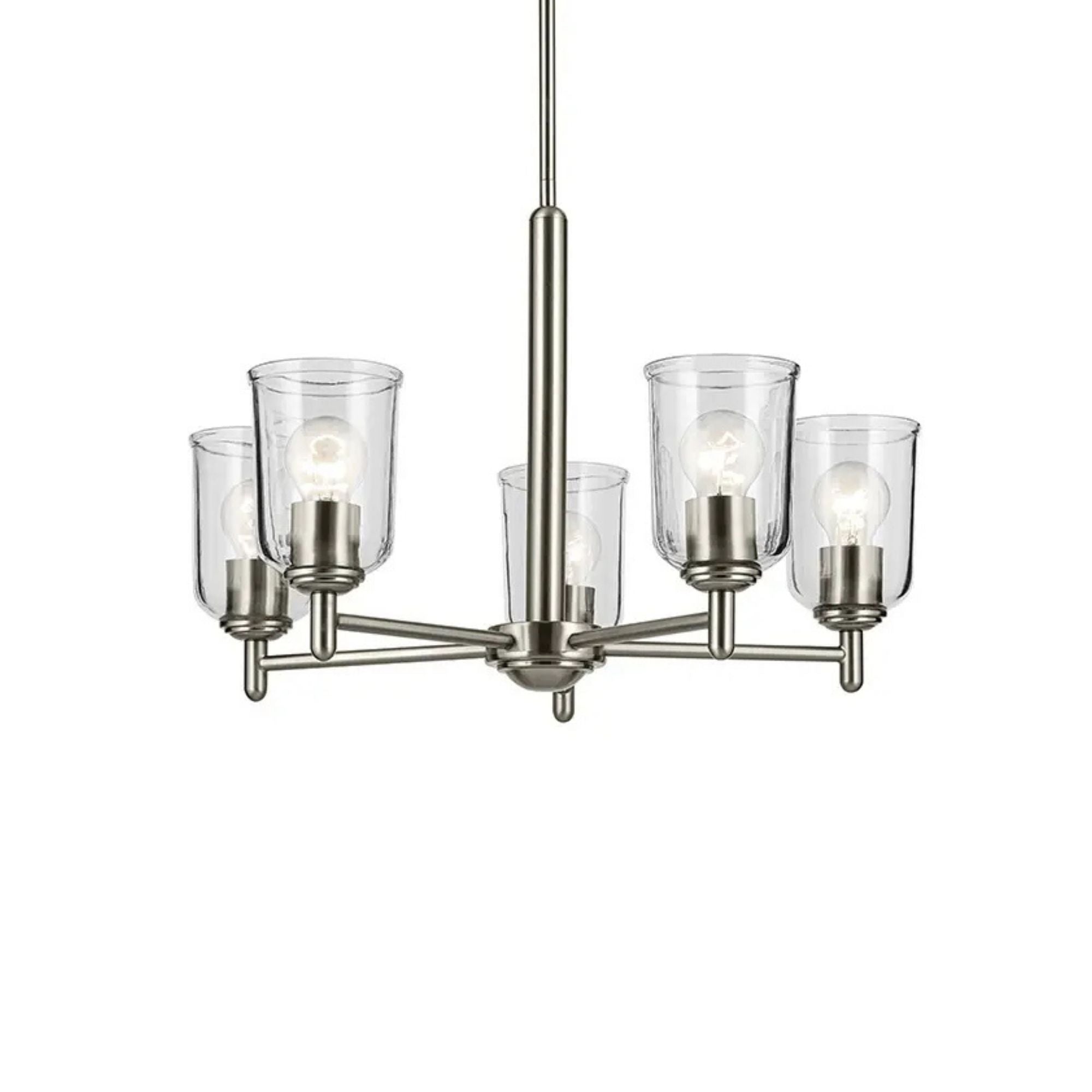 Shailene 24" 5-Light Chandelier, Brushed Nickel Finish, Clear Glass