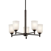 Shailene 24" 5-Light Chandelier, Olde Bronze Finish, Etched Glass