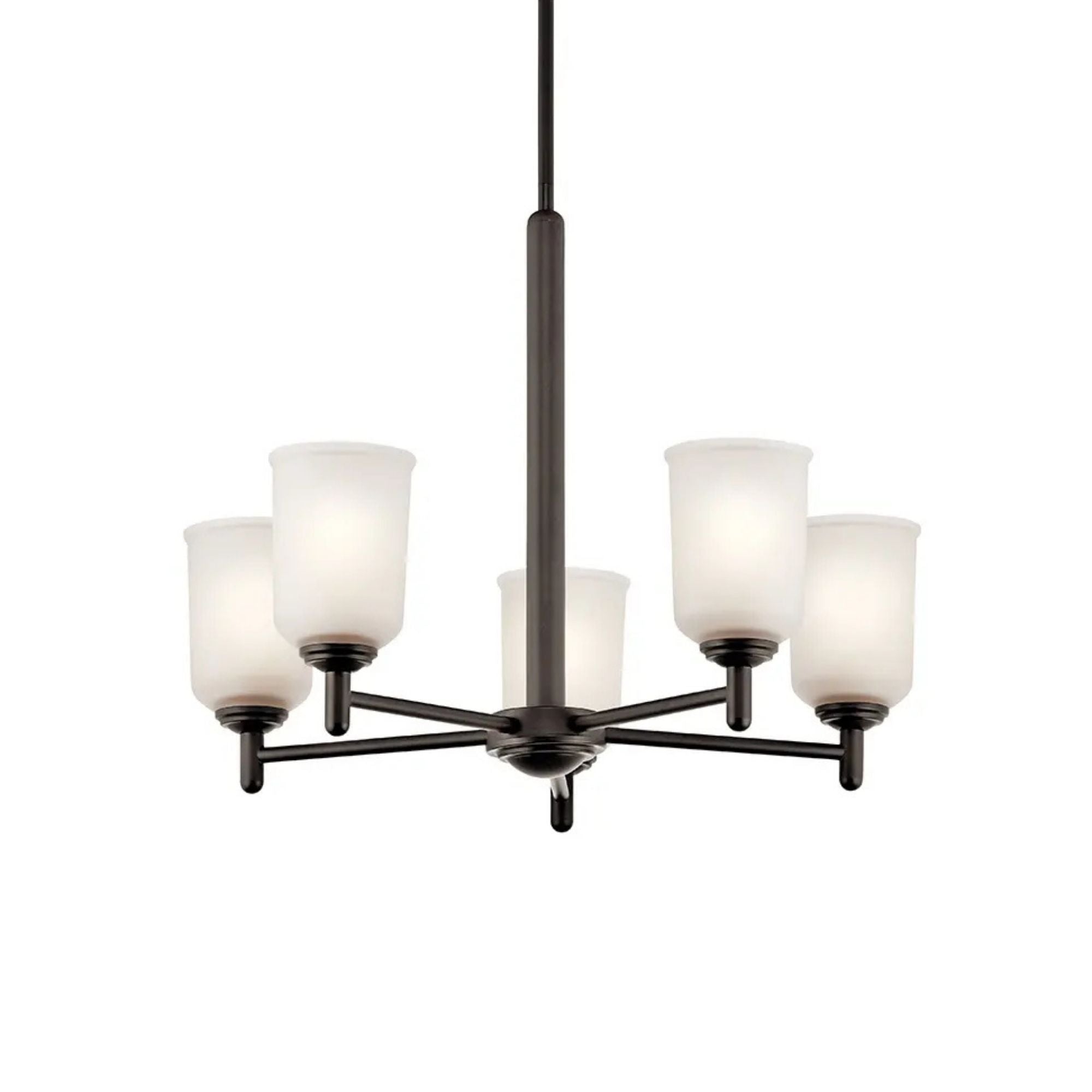 Shailene 24" 5-Light Chandelier, Olde Bronze Finish, Etched Glass