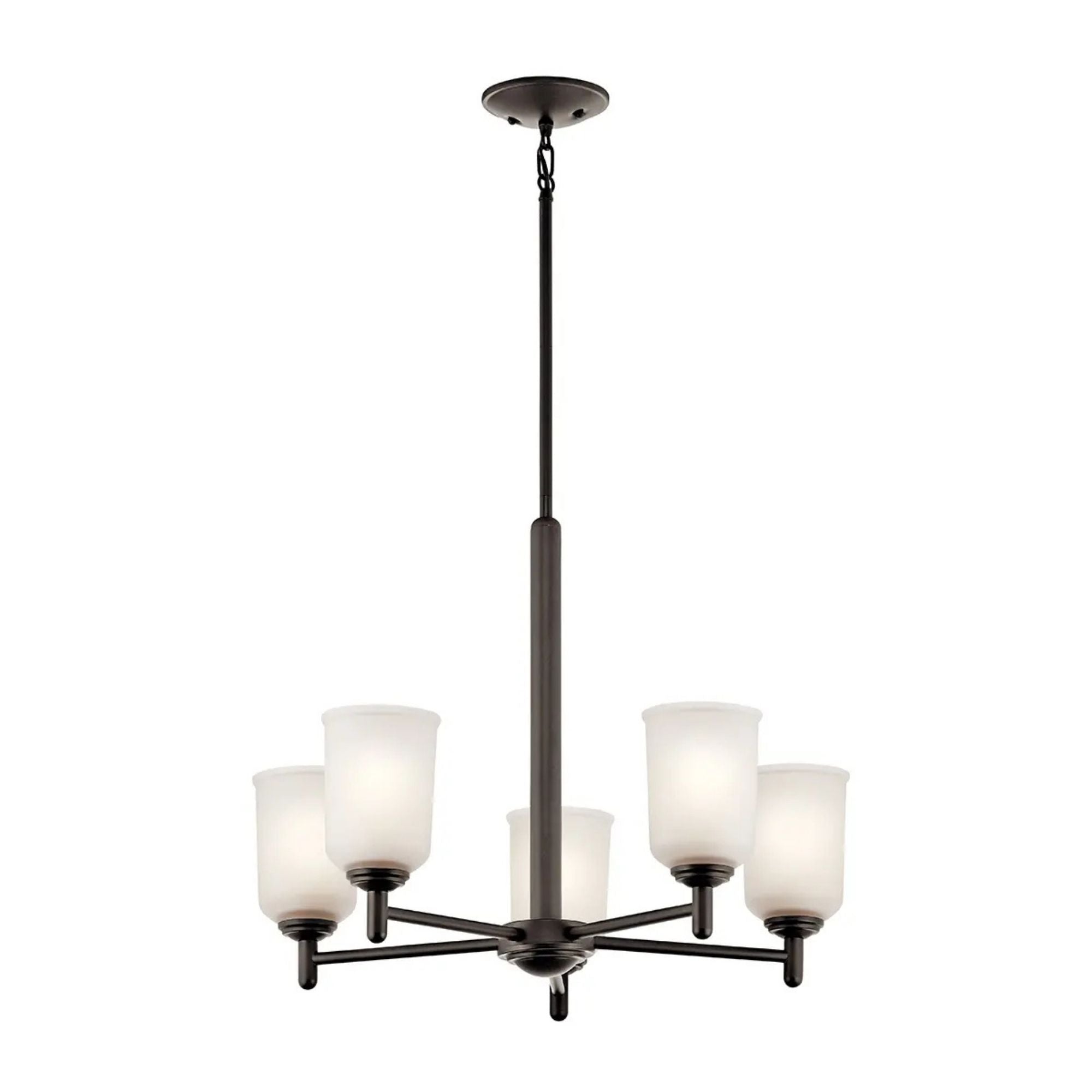 Shailene 24" 5-Light Chandelier, Olde Bronze Finish, Etched Glass