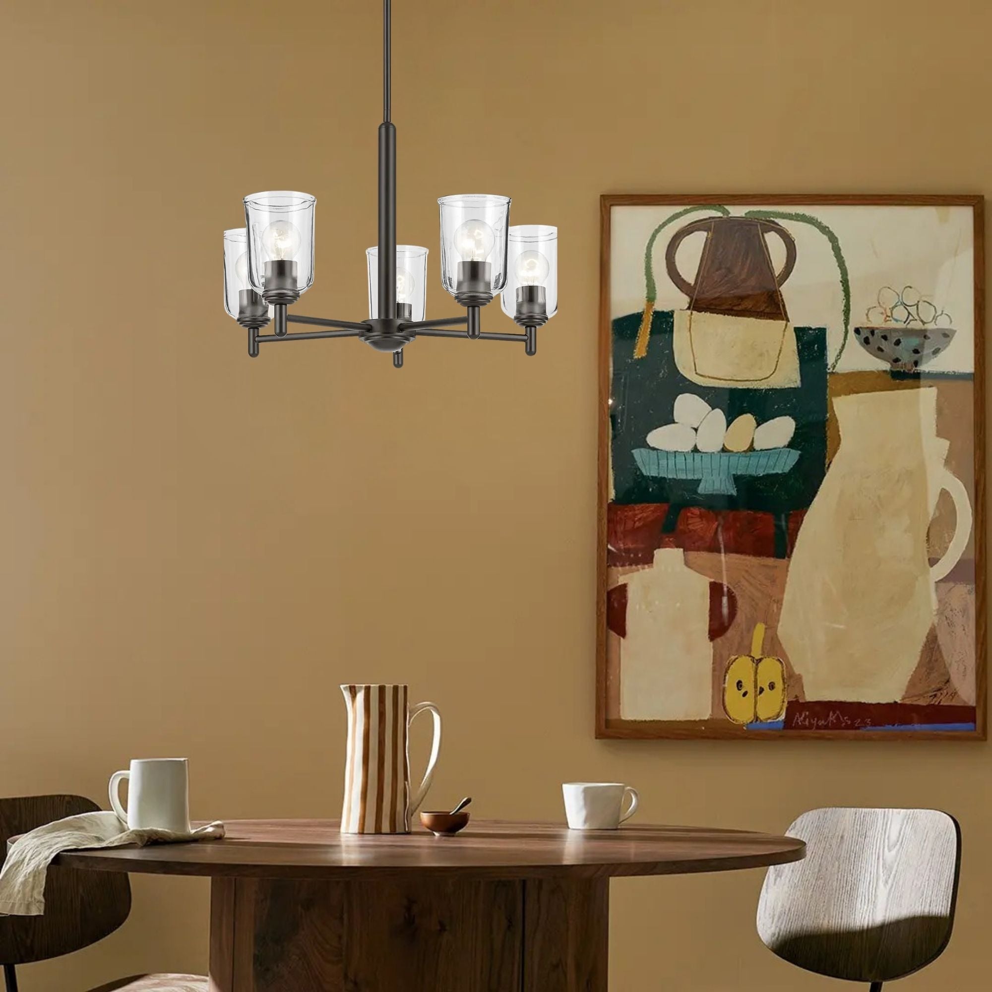 Shailene 24" 5-Light Chandelier, Olde Bronze Finish, Clear Glass
