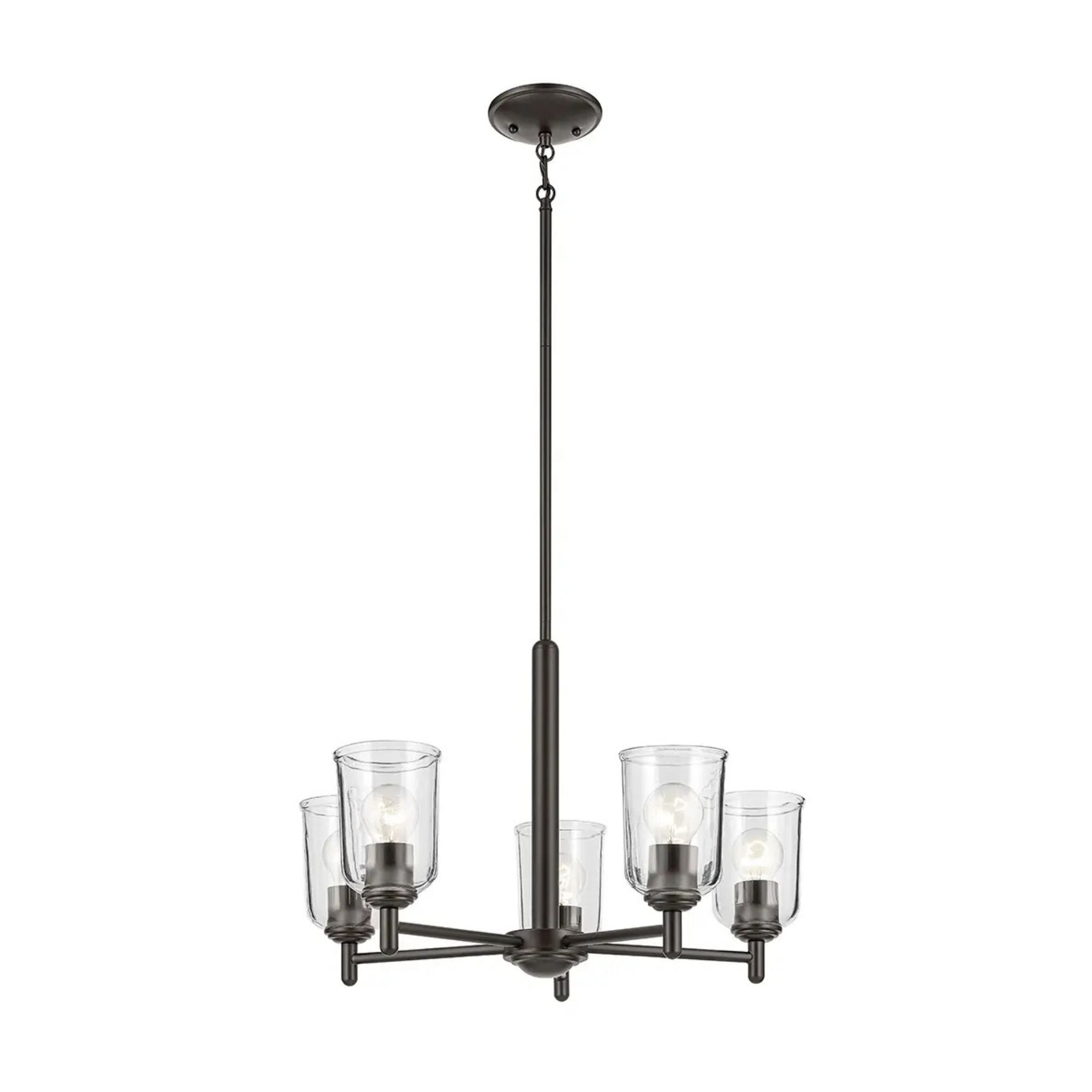 Shailene 24" 5-Light Chandelier, Olde Bronze Finish, Clear Glass
