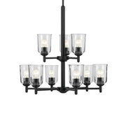 Shailene 27" 9-Light Chandelier, Black Finish, Clear Glass
