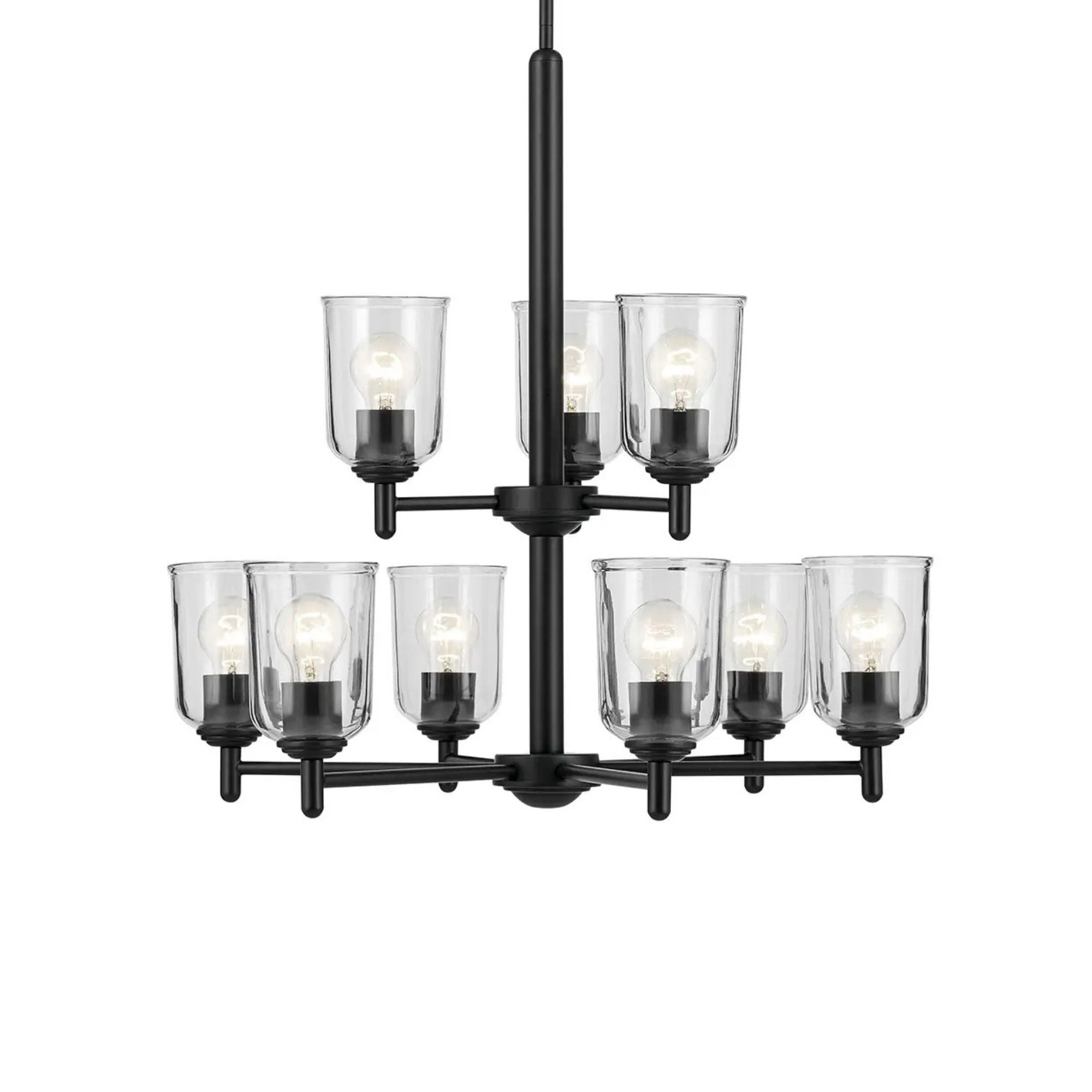 Shailene 27" 9-Light Chandelier, Black Finish, Clear Glass