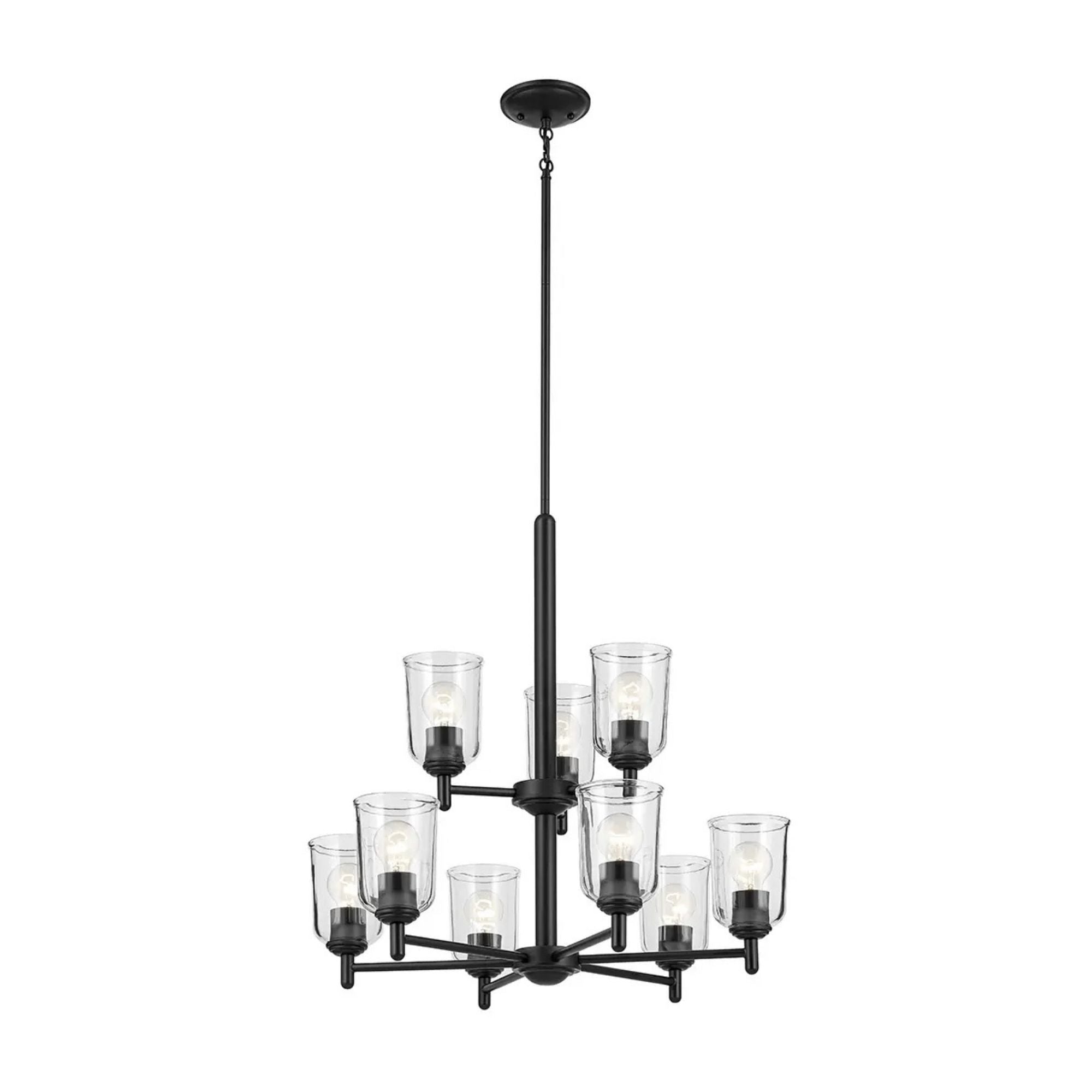 Shailene 27" 9-Light Chandelier, Black Finish, Clear Glass